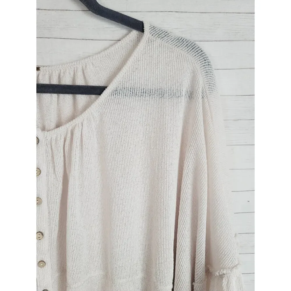 FREE PEOPLE BALLOON SLEEVE GAUZY BOHO SHIRT, SZ SMALL